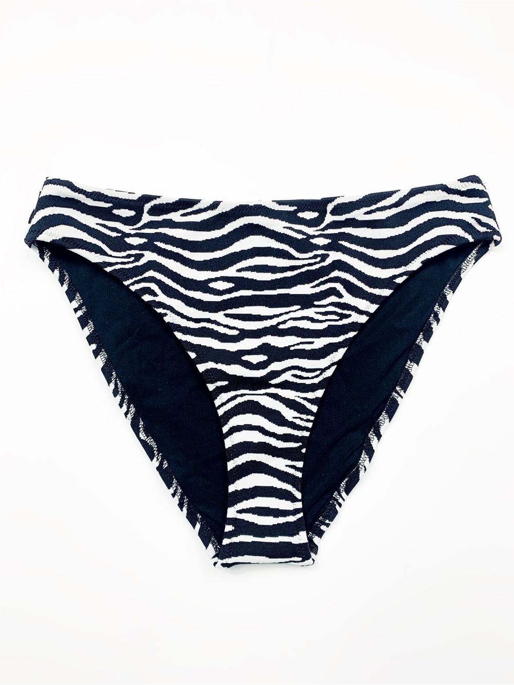 Solid and Striped Zebra-Pattern Bikini Bottoms — Black & White NWOT M